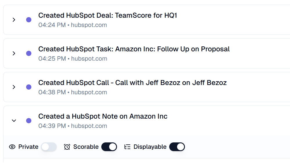 Note, Email, Call and Interaction Activities